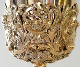 Ornate French antique solid silver gilt Baroque Chapel Set